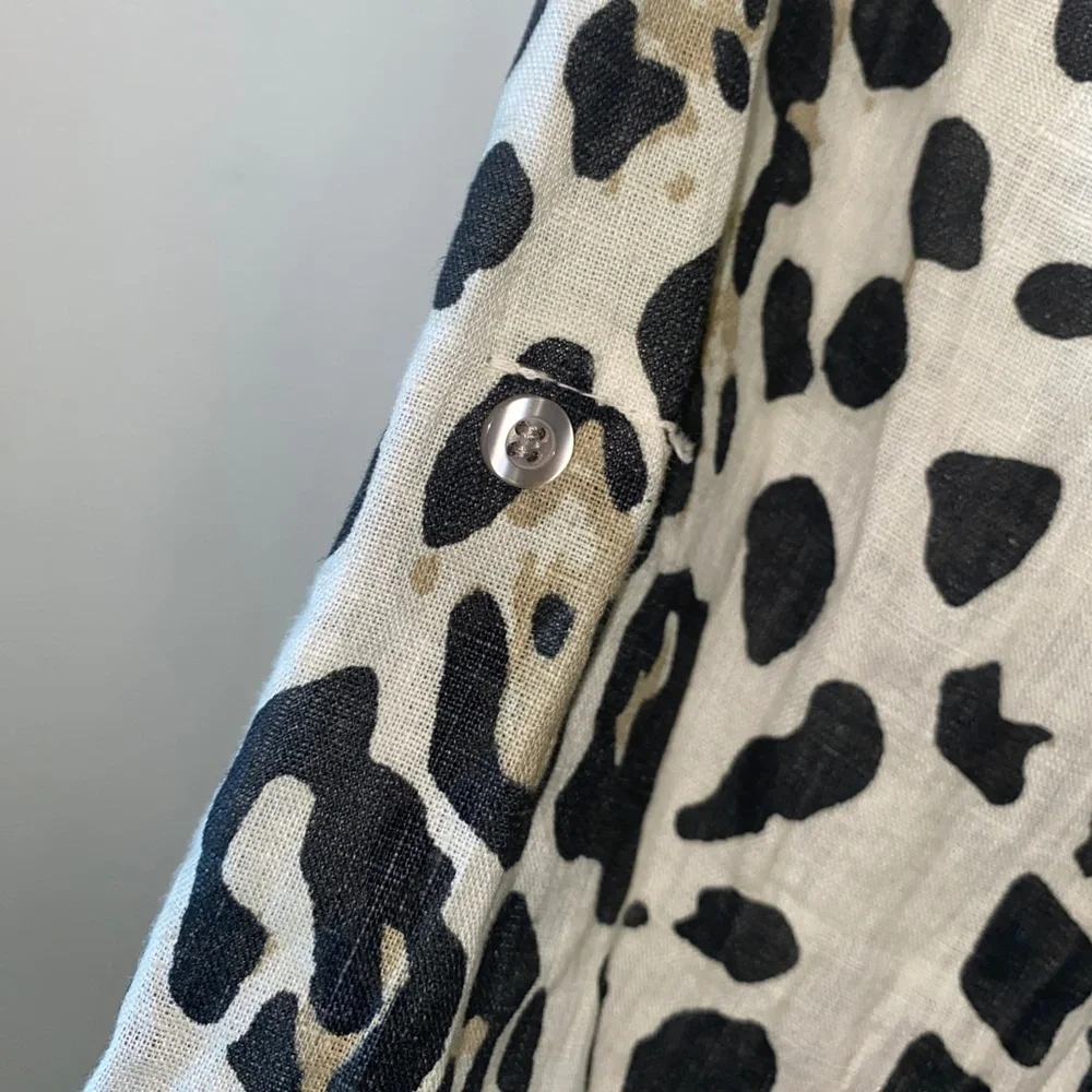 100% Linen Made in Italy Animal Print long sleeve tunic blouse - Picture 4 of 7